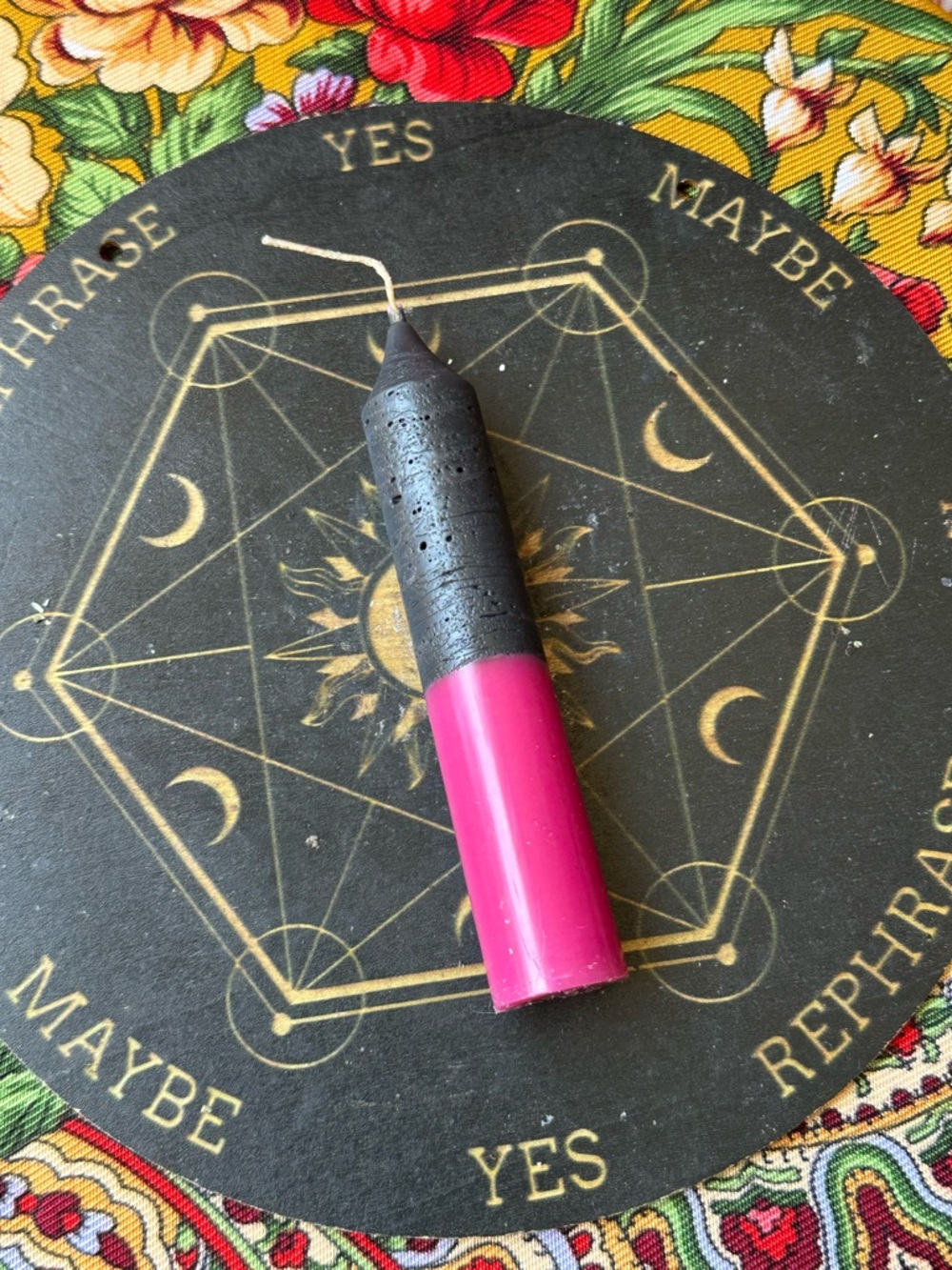 Black and Fuchsia Spell Candle